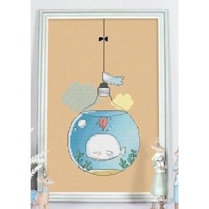 Little Whale Nursery Cross Stitch Kit Needlepoint complete Kit Whimsical #337